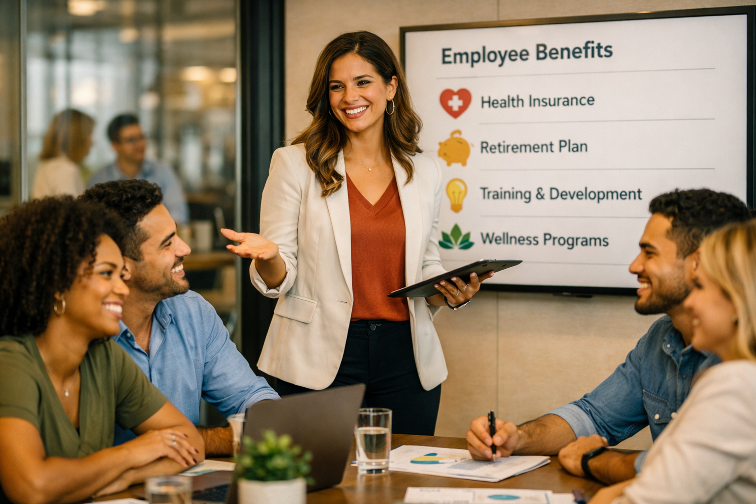 RH apresentando benefícios — plano de saúde para empresas Curitiba