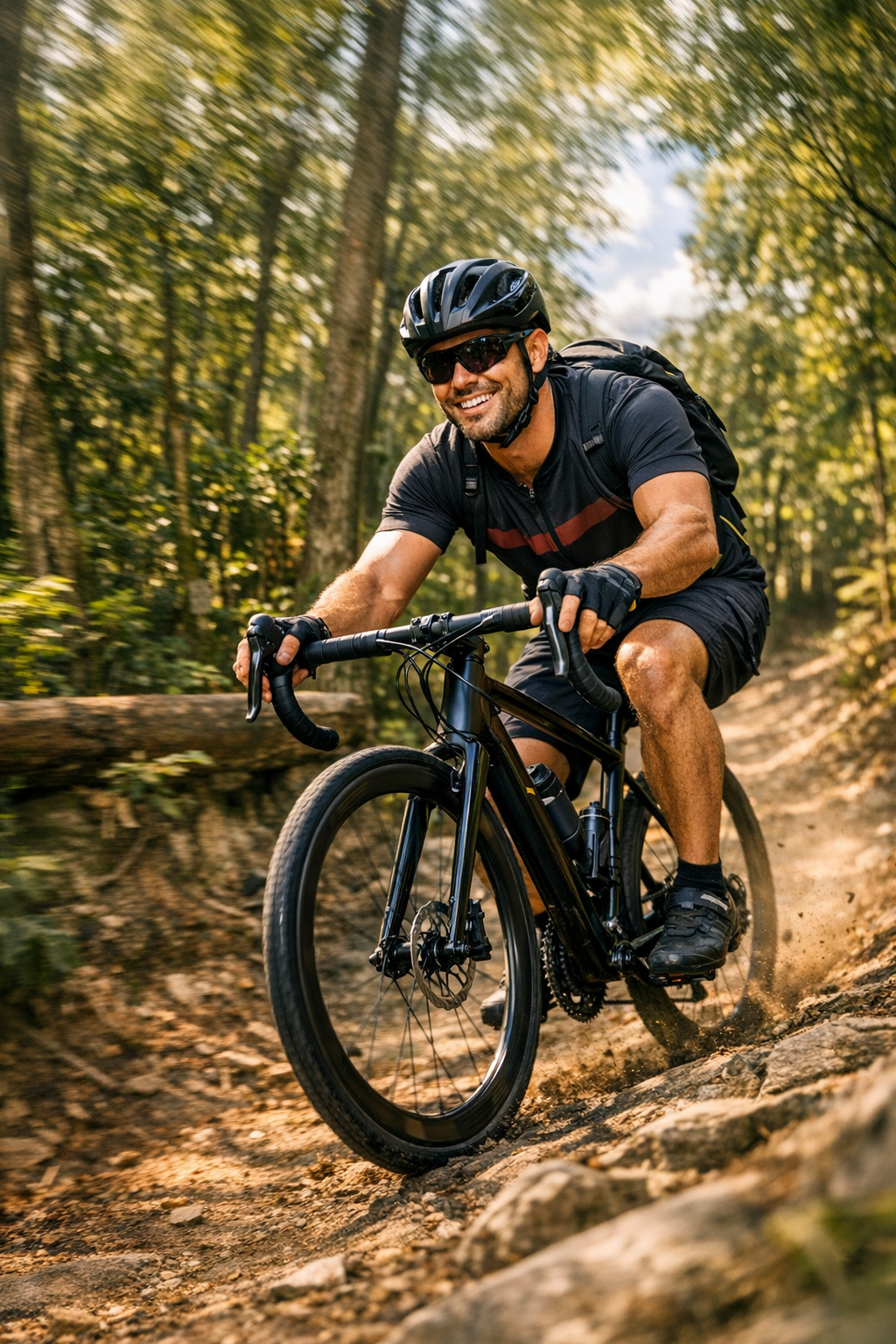 Ciclista em trilha na natureza — seguro bike aventura Curitiba