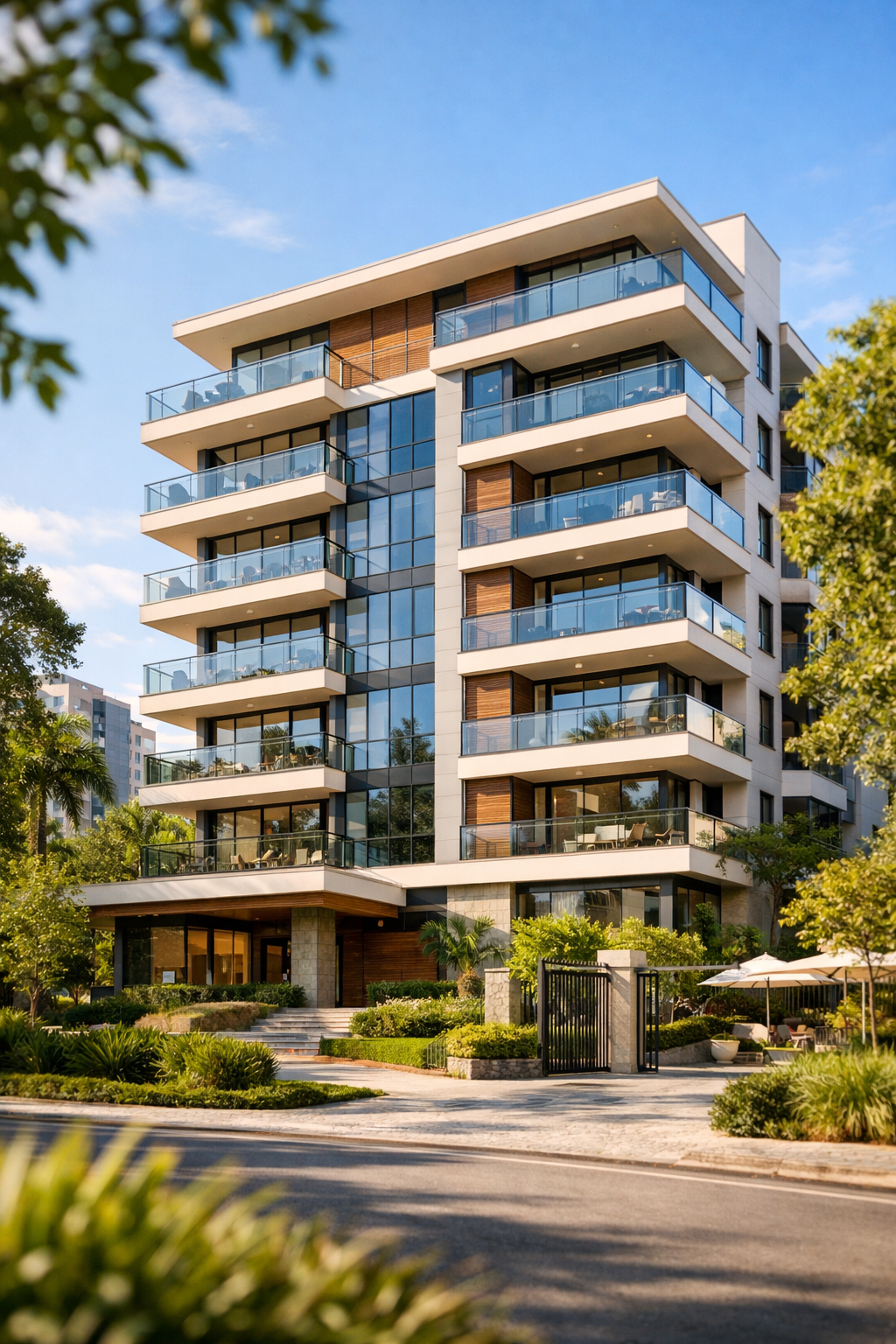 Fachada de condomínio moderno — seguro para condomínio residencial Curitiba