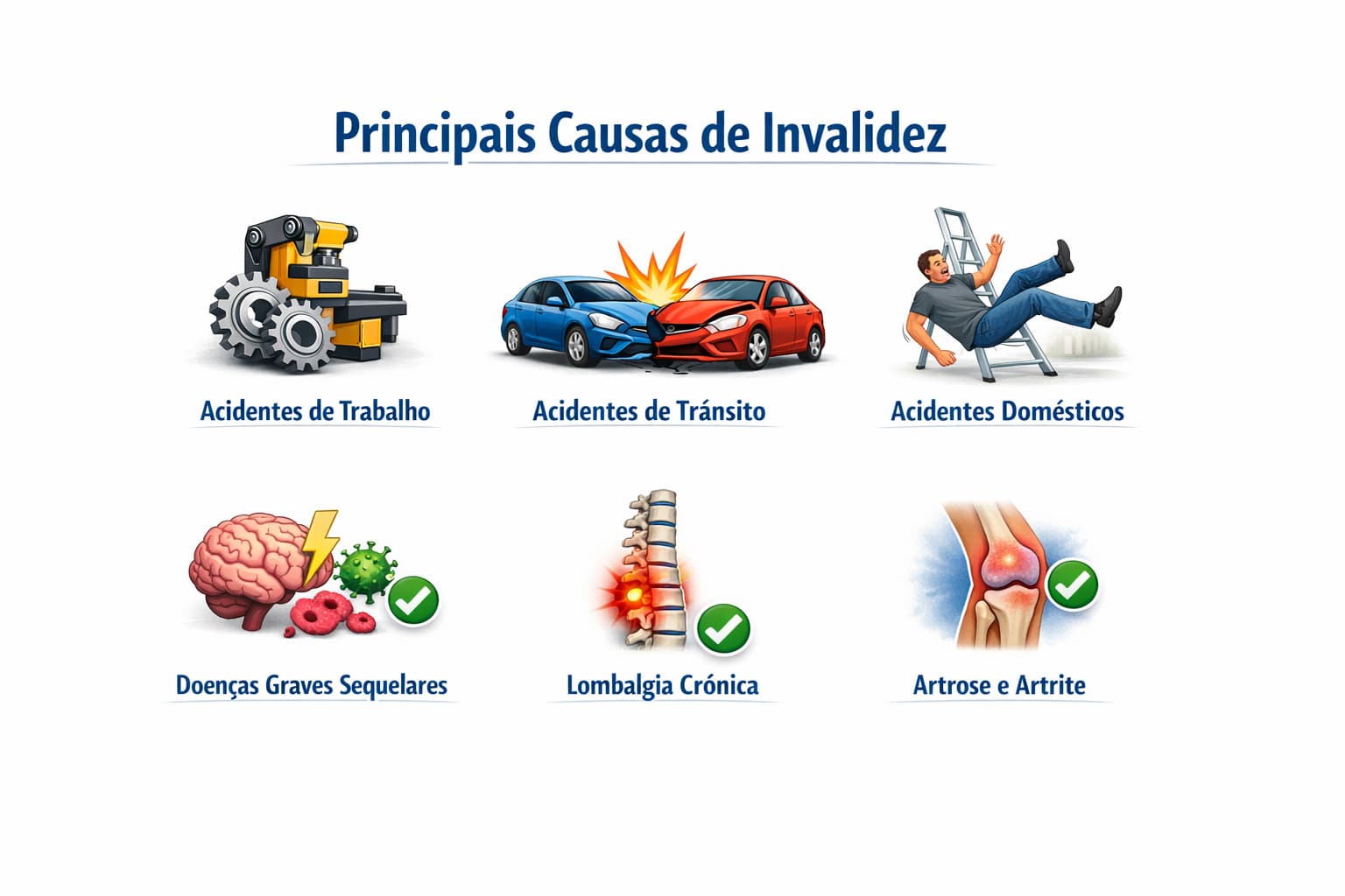 Causas de invalidez permanente: acidentes, doenças, profissão