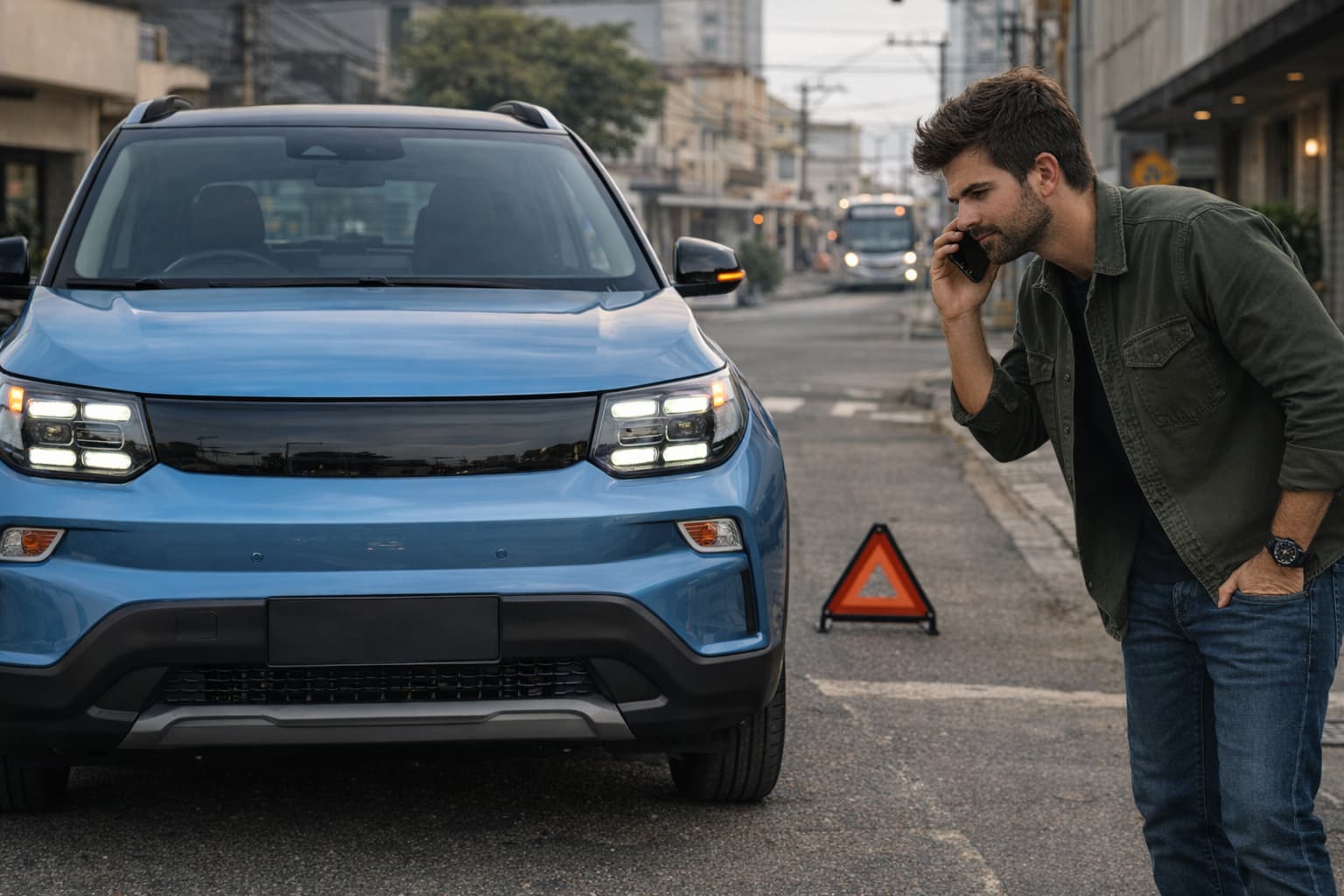 Motorista preocupado analisando custos e cobertura do Chevrolet Spark EUV