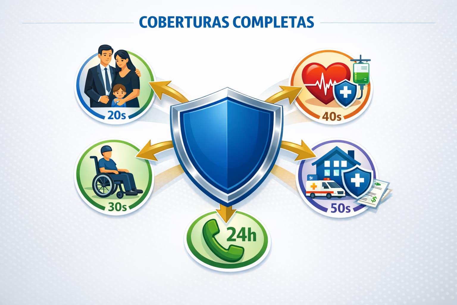 Coberturas completas de seguro de vida: morte, invalidez, doenças graves, despesas médicas