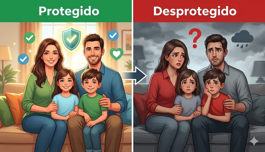 Comparação: protegido vs desprotegido - consequências financeiras e emocionais