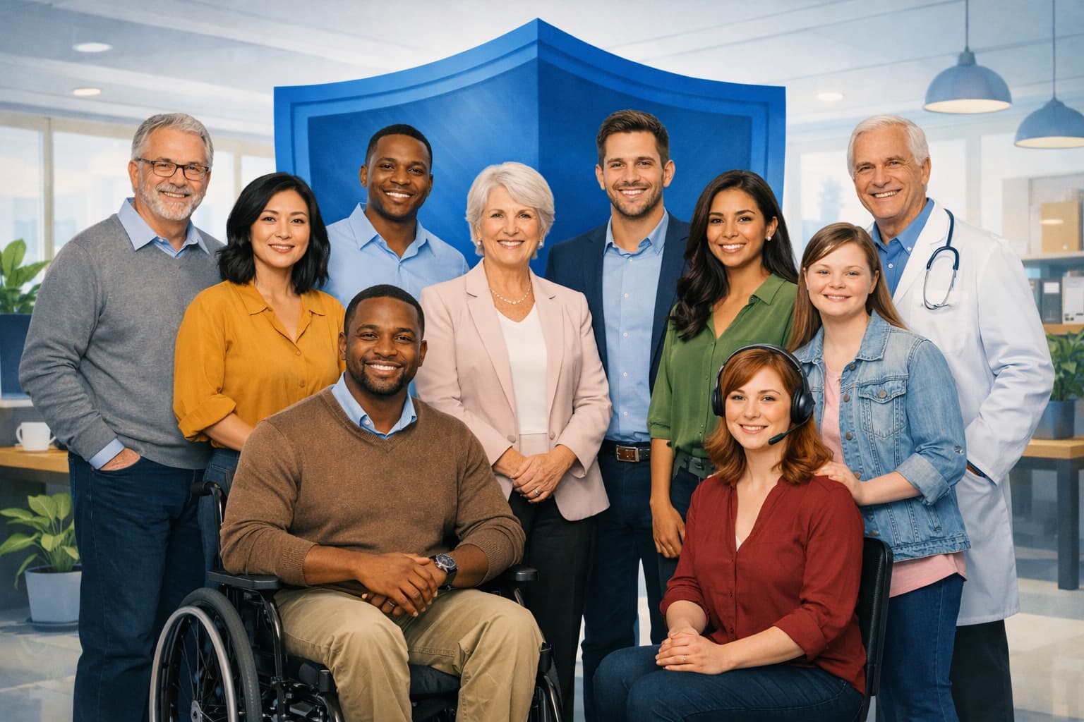 Equipe diversa: seguro para todos