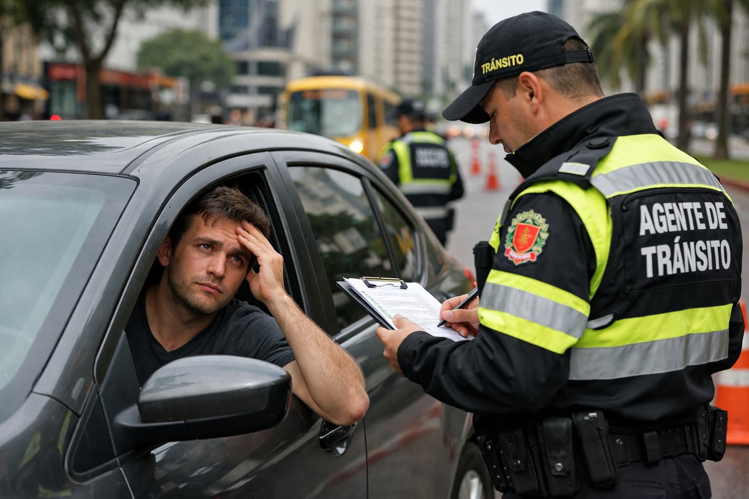 motorista parado em fiscalização sem CNH em Curitiba