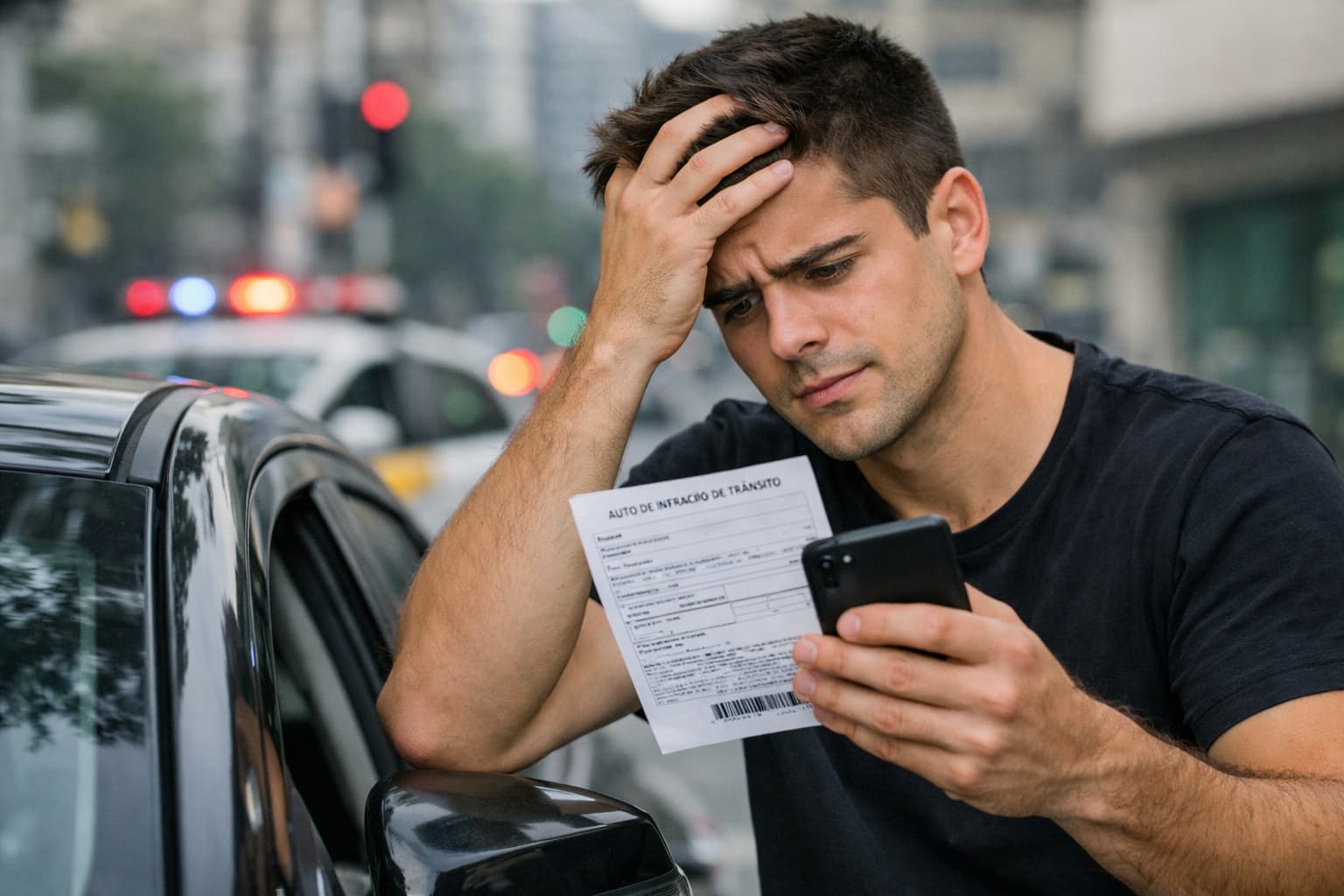 motorista preocupado com o prejuízo da multa por CNH vencida