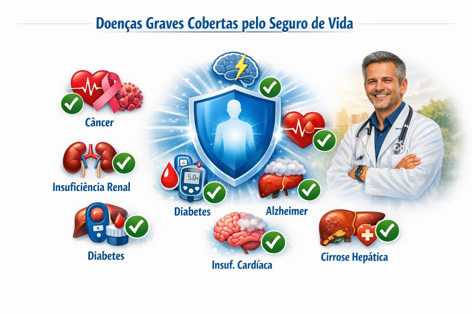 Quais doenças graves são cobertas: câncer, AVC, infarto e outras