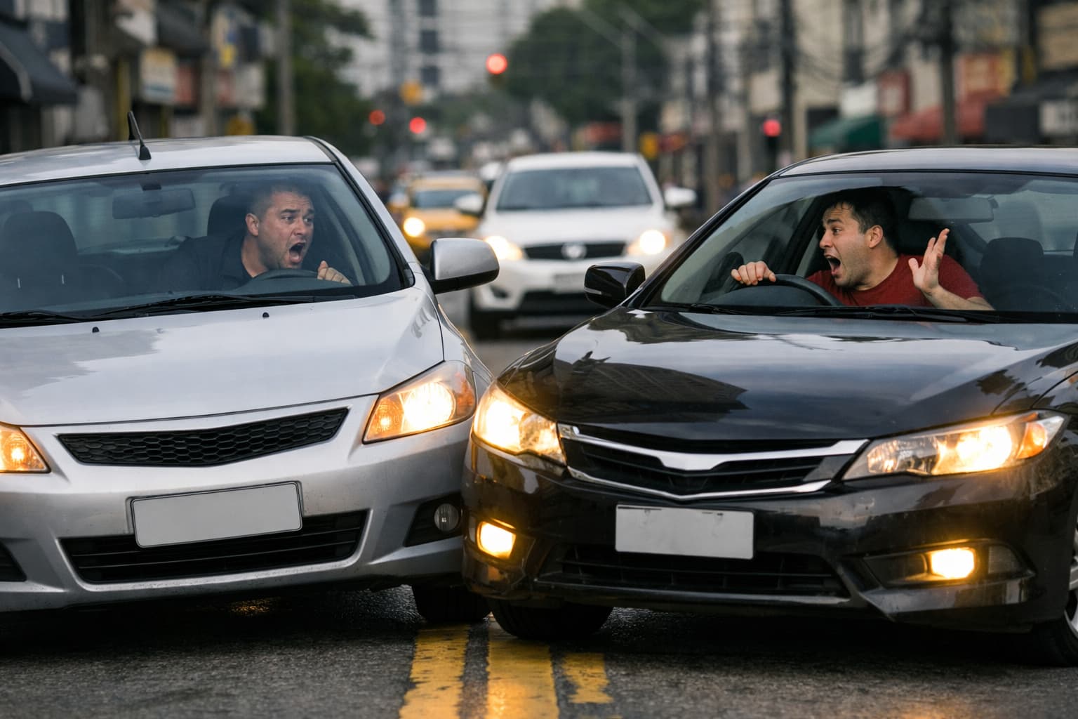 quase colisão frontal causada por veículo na contramão