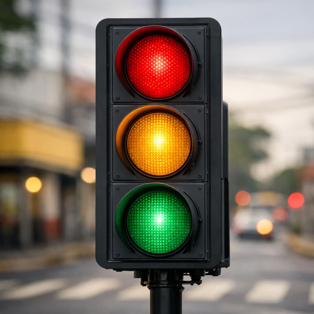 posição das luzes do semáforo para identificação das cores