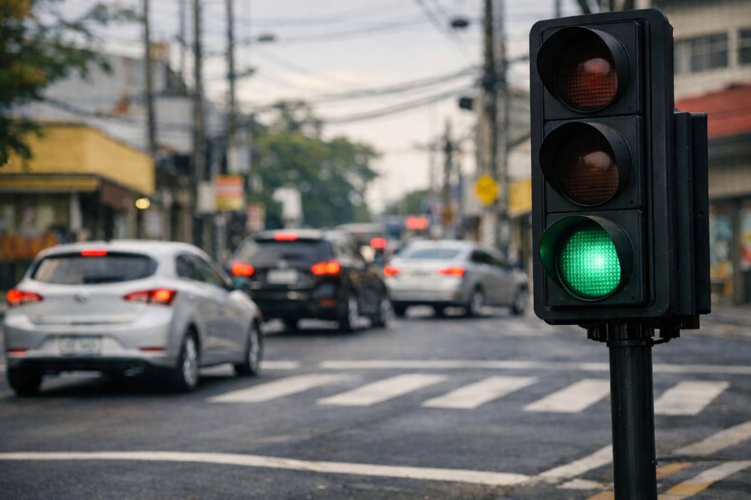 semáforo verde permitindo seguir no trânsito