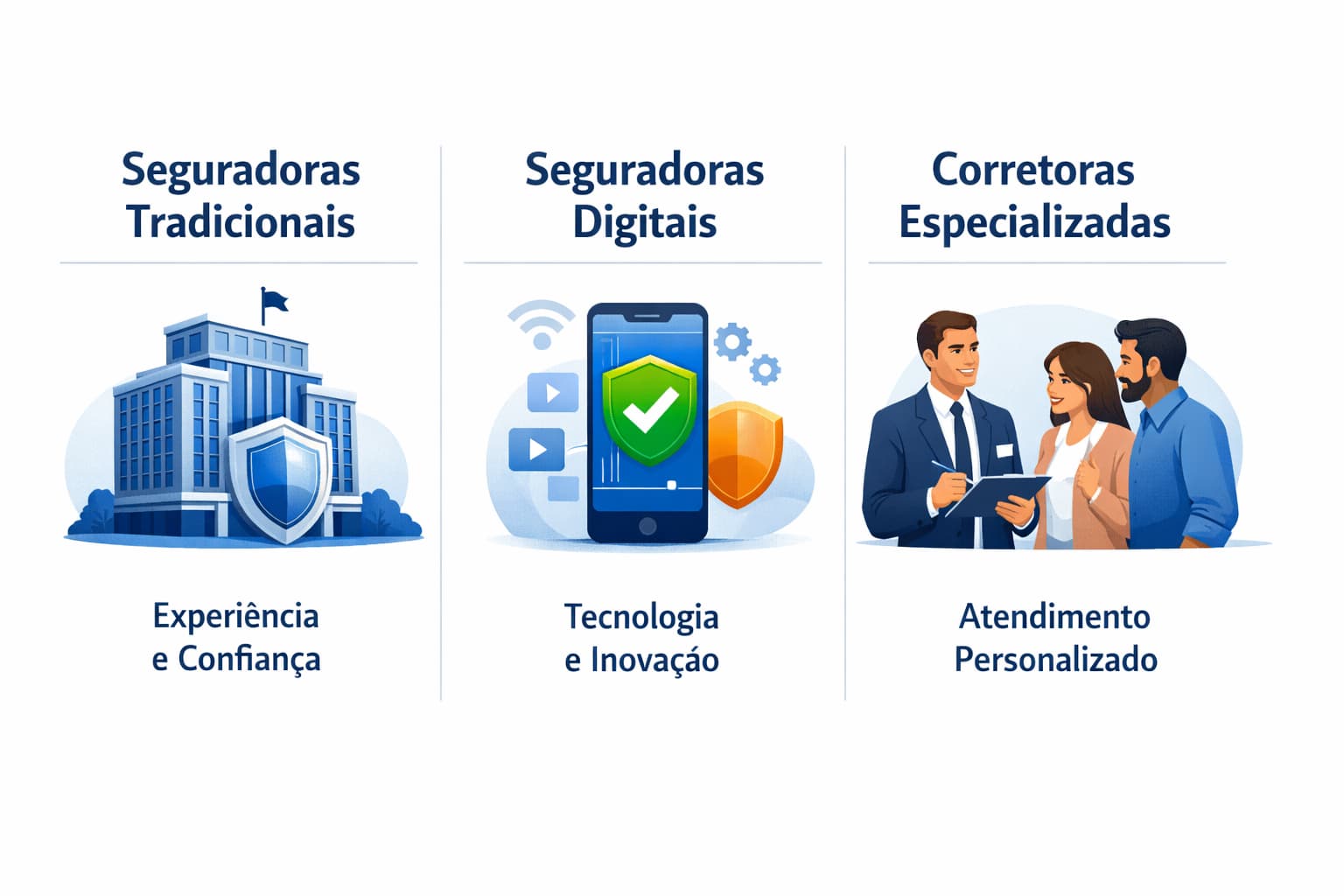 Tipos de seguradoras: tradicional, digital, corretora especializada