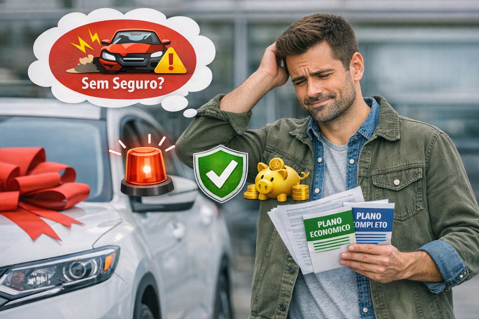Cliente com carro novo verificando transferência de seguro auto