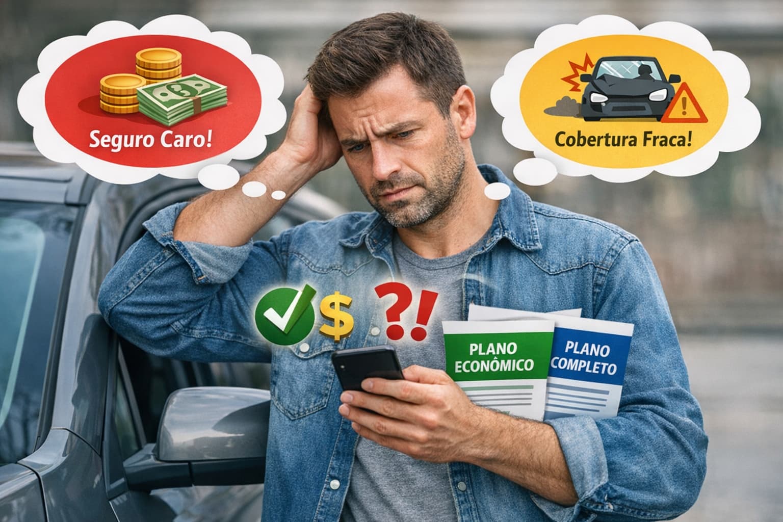 Cliente avaliando a troca do seguro auto em Curitiba