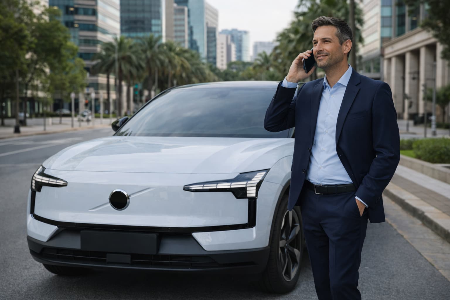 Motorista preocupado analisando custo e cobertura do Volvo EX30