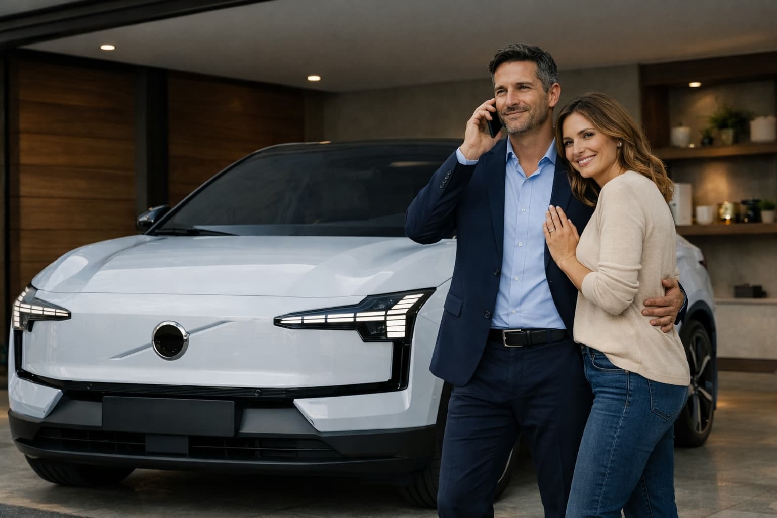 Cliente satisfeito ao receber cotação de seguro do Volvo EX30 em Curitiba